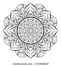 Circular Flower Mandala with vintage floral style, Vector mandala Oriental pattern, Hand drawn decorative element. Unique design with petal flower. Concept relax and meditation use for page logo book