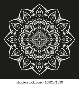 Circular Flower Mandala in vintage floral style, Vector mandala Oriental pattern, Hand drawn decorative element. Unique design with petal flower. For relax and meditation