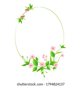 Circular flower on white background. Flower frame vector illustration