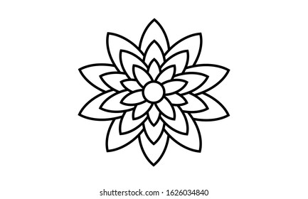 Circular flower pattern in form of mandala for Henna, Mehndi, tattoo, decoration. Decorative ornament in ethnic oriental style. Coloring book page.K