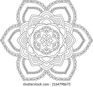 Circular Flower pattern in form of mandala for Kdp Coloring Book, Henna, Mehndi, tattoo, decoration. Decorative ornament in ethnic oriental style. Coloring book page. ornamental round lace ornament.