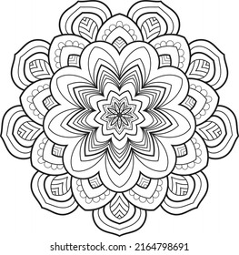 Circular Flower pattern in form of mandala for Kdp Coloring Book, Henna, Mehndi, tattoo, decoration. Decorative ornament in ethnic oriental style. Coloring book page. ornamental round lace ornament.
