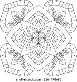 Circular Flower pattern in form of mandala for Kdp Coloring Book, Henna, Mehndi, tattoo, decoration. Decorative ornament in ethnic oriental style. Coloring book page. ornamental round lace ornament.