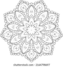 Circular Flower pattern in form of mandala for Kdp Coloring Book, Henna, Mehndi, tattoo, decoration. Decorative ornament in ethnic oriental style. Coloring book page. ornamental round lace ornament.