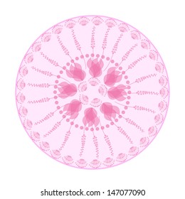 circular flower pattern pink isolated on white background.floral circular pattern.vector