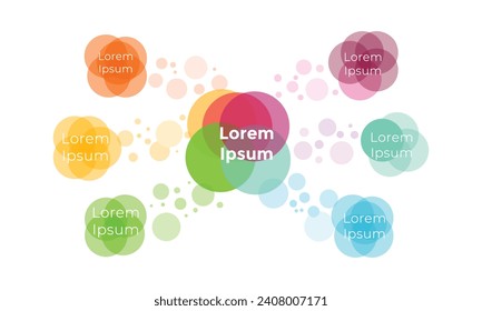 Circular flower petal diagram with six elements. Concept of 6 features of startup project cycle. Modern infographic design template. Simple flat vector illustration for business data visualization.