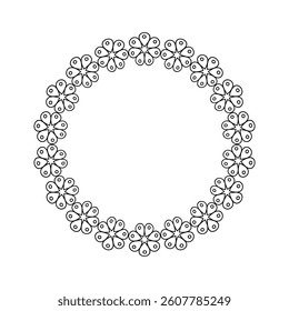 Circular flowers floral frame vector art on white background 