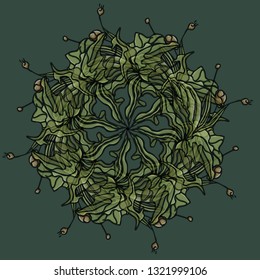 Circular flowers. Seamless pattern. Vector illustration.
