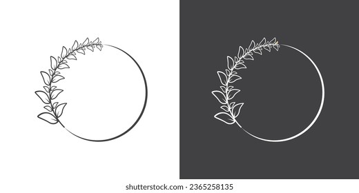 Circular foliate laurels branches. laurel leaves decorative elements. Set of circular laurel wreaths with different colors and black and white backgrounds, wreath elements Vector illustration.