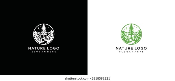 Circular Forest and River Logo Design