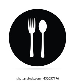 Circular Fork & Spoon Icon