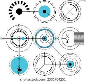 Elemento de padrão abstrato de forma circular em estilo tecnológico futurista