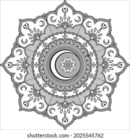 Circular in the form of a mandala, mehndi, tattoos, jewelry. Decorative ornament in the ethnic oriental style. Coloring book pages.