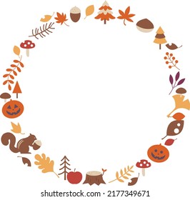 Marco circular con ilustración de otoño.