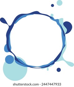 Marco circular con salpicadura de agua abstracta azul.