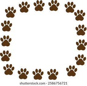 Circular Frame with Brown Paw Prints
