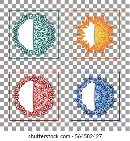 Circular frame card for congratulations for wedding invitations, Valentine's Day, birthday, holiday, gratitude, love confession. Vector background with mandala drawing. eps10