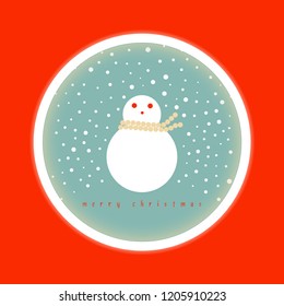 circular frame Christmas snowman card in blue red shades