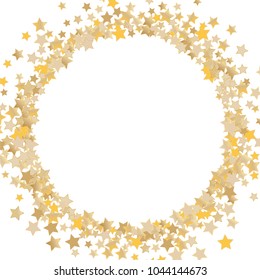 Circular frame from confetti stars. Abstract vector illustration. Dynamic colored celebration background with confetti stars  for holiday decorations, paper packaging, textile , covers