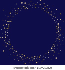 Circular frame from confetti stars. Isolated gradient stellar elements. Platinum chrome metal glitter. Iridescent festive  celebration vector  template for celebration decorations, packaging.