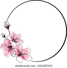 Circular frame decorated with some flowers