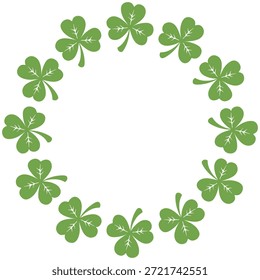 Diseño de marco circular con hojas de trébol verde para el día de San Patricio