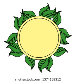 circular frame with ecology leafs plants