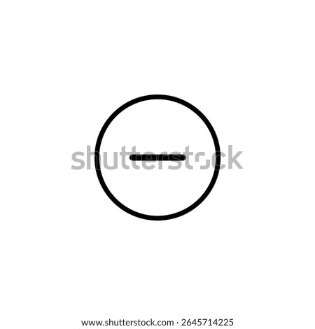 A circular frame enclosing a minus sign, for remove or decrease action, using 1.5px monoline strokes. Flat 2D vector, isolated on white.
