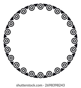 Circular frame featuring intricate african tribal pattern with concentric decorative circles.