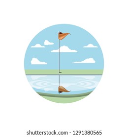 circular frame with field golf