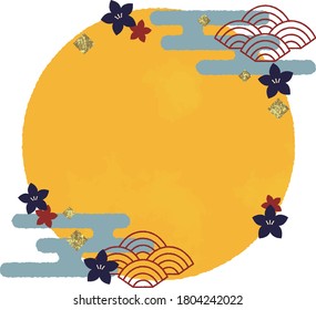 Rundrahmen mit Blumen- und Goldfleck