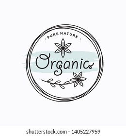 Circular Frame With Flower Organic Logo