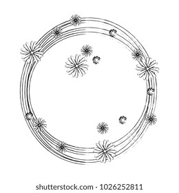 circular frame with flowers decoration