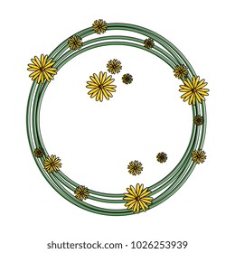 circular frame with flowers decoration