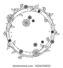 circular frame with flowers decoration