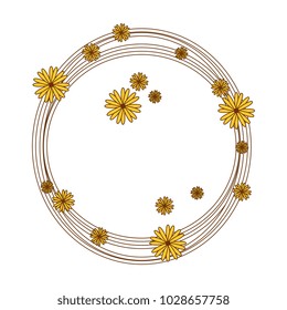 circular frame with flowers decoration