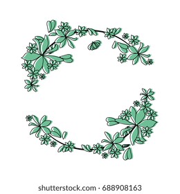 Circular frame with flowers icon 
