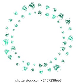 Circular frame formed by irregular pattern of skulls.