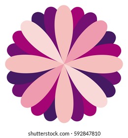 circular frame formed by petals dark and light purple vector illustration