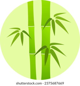 Circular frame with fresh green bamboo illustration