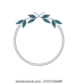 Quadro Circular com Folhas Verdes no topo para convite de casamento