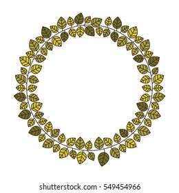 circular frame of green leaves with ramifications