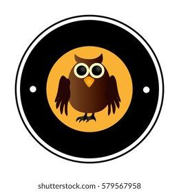 circular frame with halloween owl