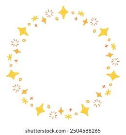 Circular frame with hand-drawn glitter effect, light decoration frame