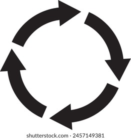 Circular frame icon with circulating arrow, black color