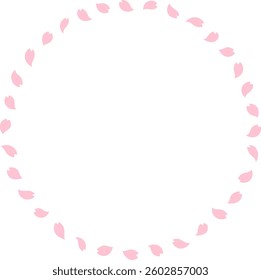 A circular frame illustration of pink cherry blossom petals
