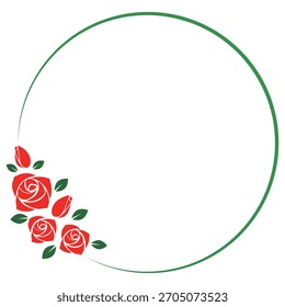 Ilustración de marco circular de rosas rojas