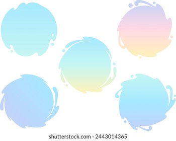 Circular frame illustration set of colorful gradient colored water splashes
