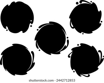 Circular frame illustration set of water splash silhouettes