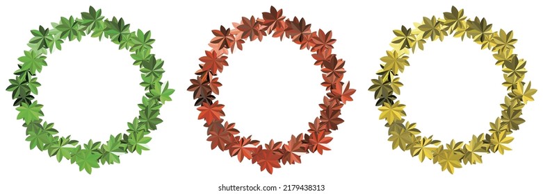 Circular Frame Japanese Autumn Leaves Vector Illustration